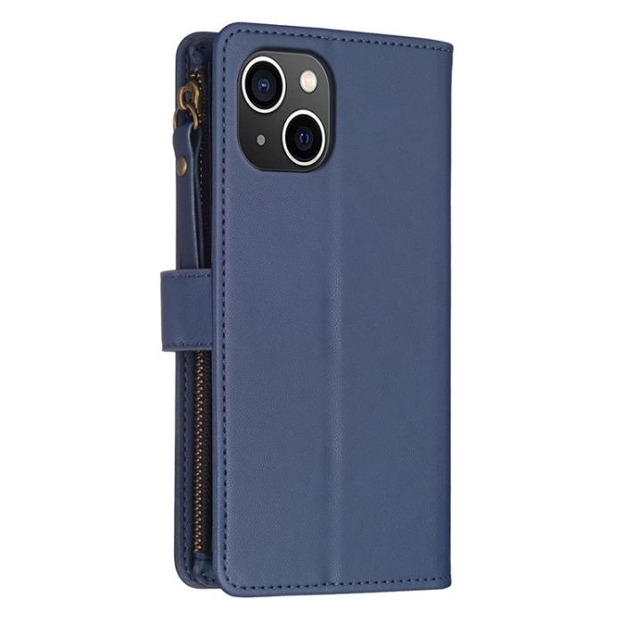 OEM - iPhone 15 Plus Plånboksfodral Zipper Flip - Blå