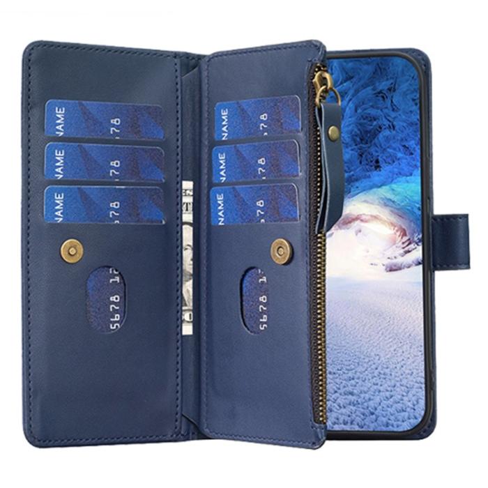 OEM - iPhone 15 Plus Plånboksfodral Zipper Flip - Blå