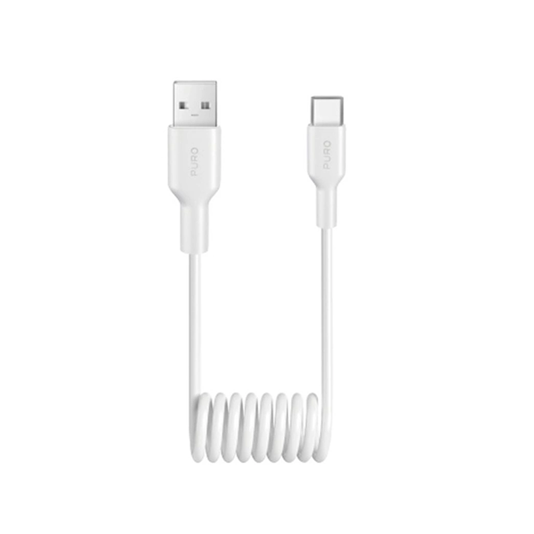 Puro USB-A - USB-C 10W Kabel 1m Spiral - Vit | 3541 | AlltMobil