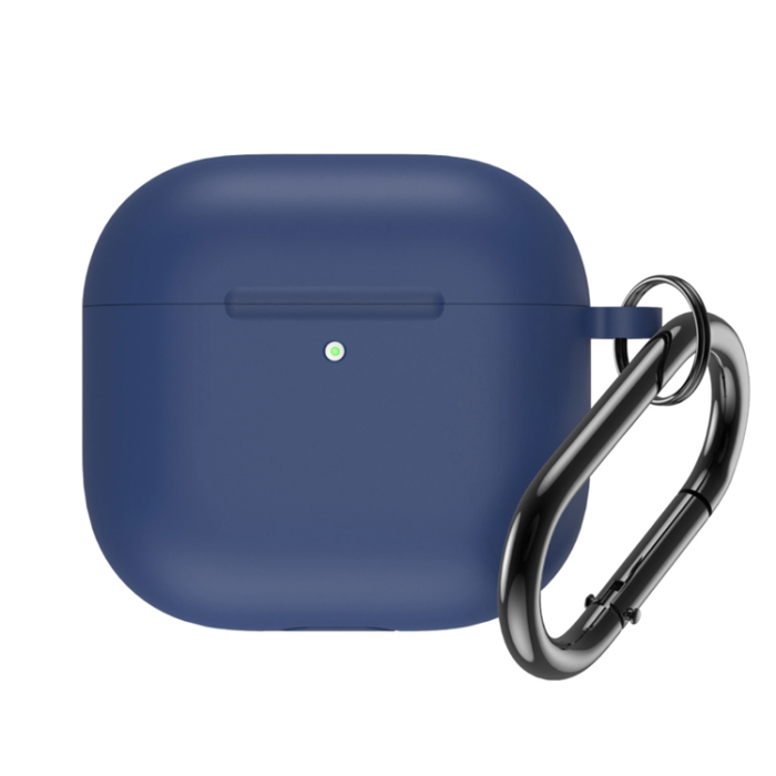 OEM - Airpods 4 Skal Silikon med Carabiner - Mörkblå