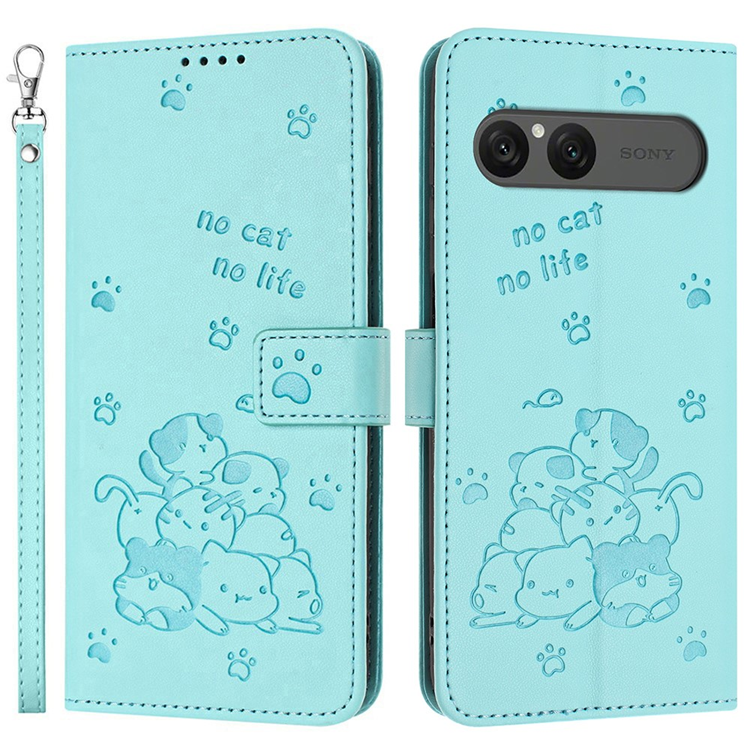 Sony Xperia 10 VII Plånboksfodral Cats Imprint - Grön | 2353 | AlltMobil