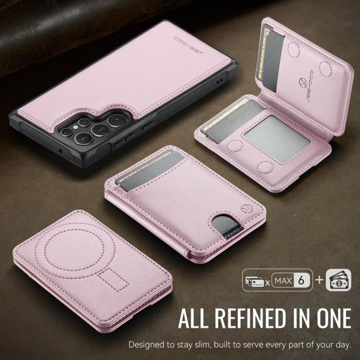 OEM - JEEHOOD Samsung Galaxy S22 Ultra 5G Fodral KonstLäder - Rosa