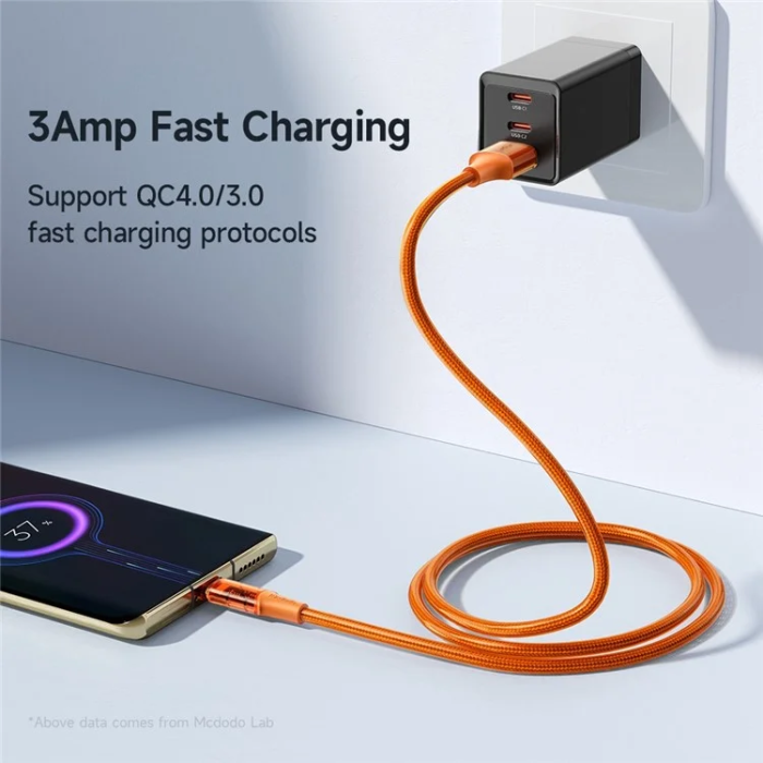 MCDODO - MCDODO USB - Micro-USB 3A Kabel 1.2m CA-210 Amber - Svart