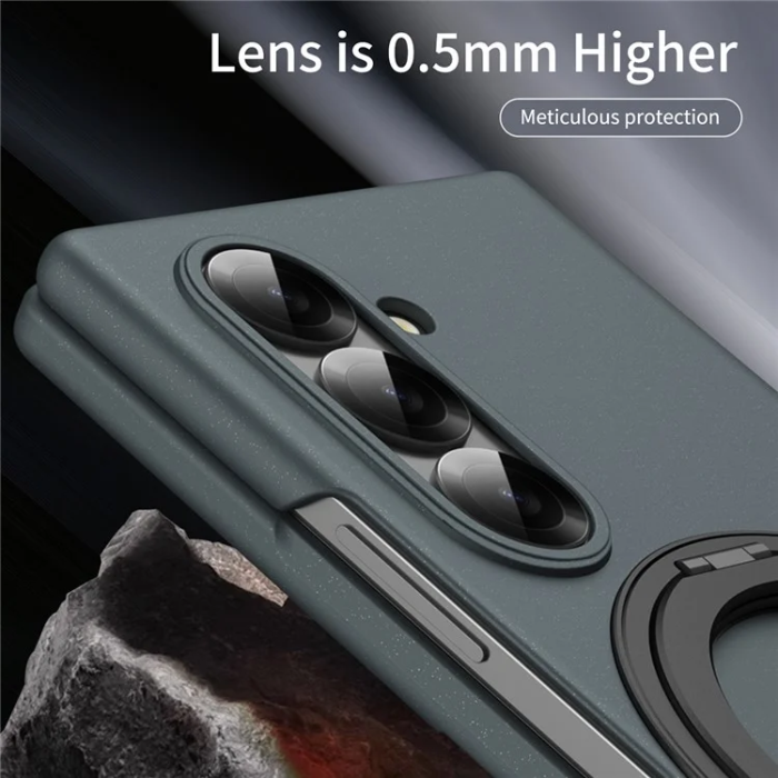 A-One Brand - Galaxy Z Fold7 5G Mobilskal Ring Kickstand Hård PC - Grön