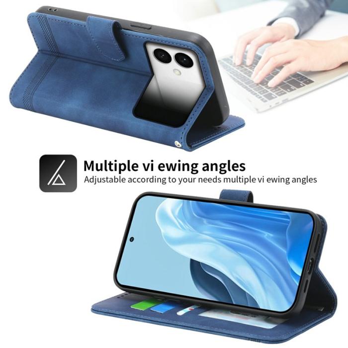 DIERFENG - DIERFENG Samsung Galaxy S26 Edge Plånboksfodral Konstläder - Blå
