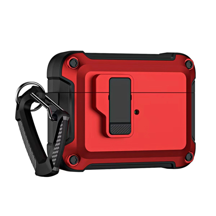 OEM - Airpods 4 Skal Armor med Carabiner - Röd