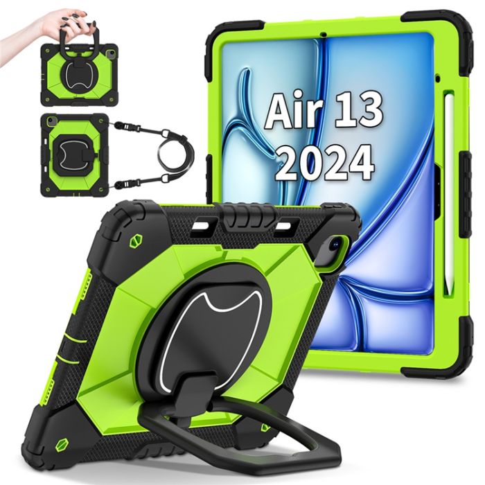 A-One Brand - iPad Air 13(2025/2024) Skal Kickstand - Svart/Gulgrön