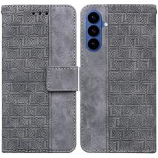 OEM - Samsung Galaxy S26 / S26 Pro Fodral Geometriskt M&ouml;nster &Auml;kta L&auml;der - Gr&aring;