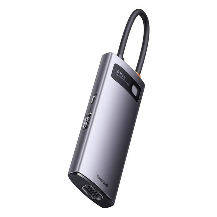BASEUS - Baseus 6in1 Docking Station HUB Typ-C - Grå