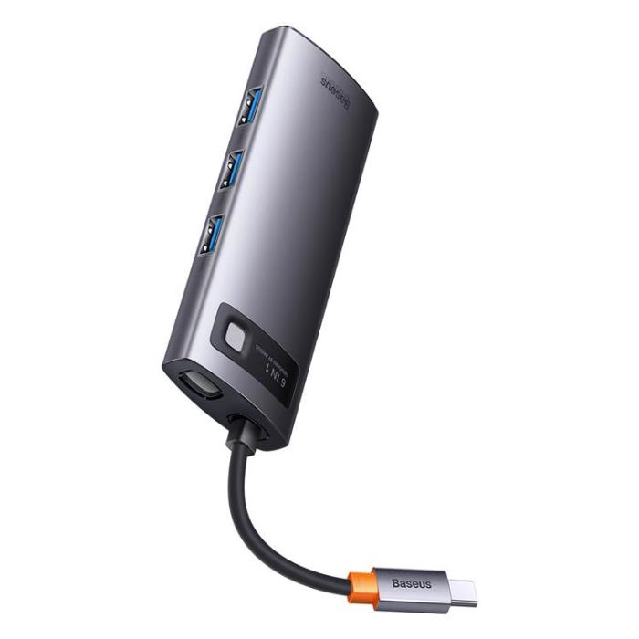 BASEUS - Baseus 6in1 Docking Station HUB Typ-C - Grå