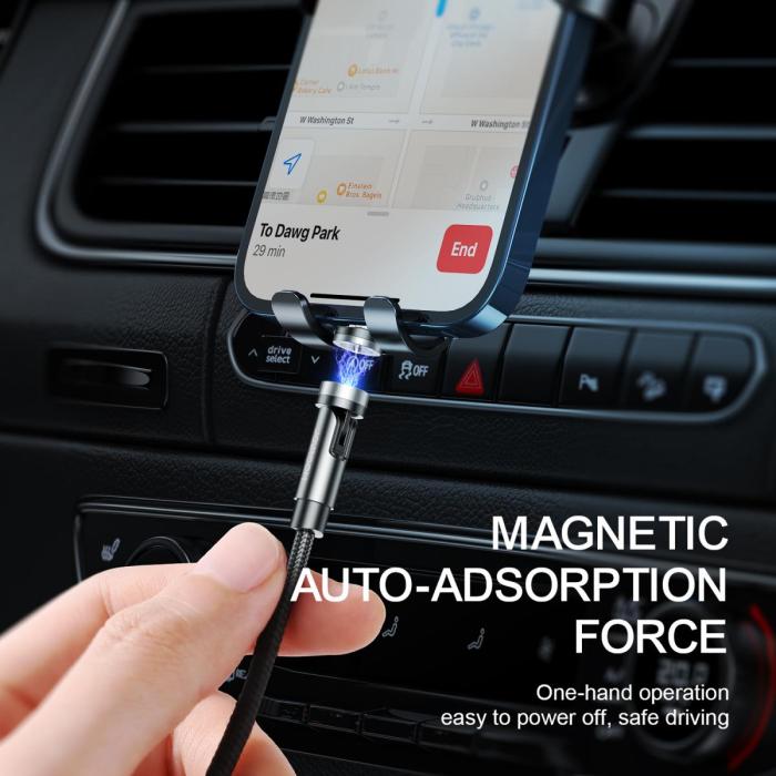 UTGATT - Joyroom 3in1 360° Magnetkabel Lightning, USB-C, Micro-USB, 2.4A 1.2m