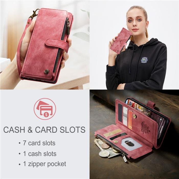 Caseme - CASEME iPhone 15 Pro Max Plånboksfodral C30 Zipper - Röd