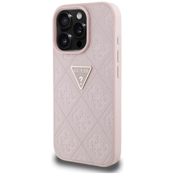 Guess - Guess iPhone 16 Pro Max Mobilskal Hot Stamp 4G Triangle Logo - Rosa