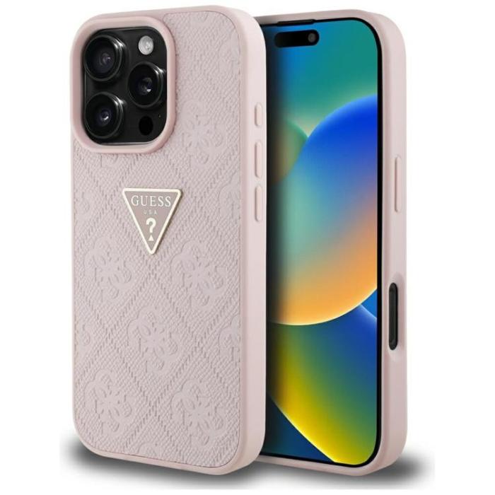 Guess - Guess iPhone 16 Pro Max Mobilskal Hot Stamp 4G Triangle Logo - Rosa