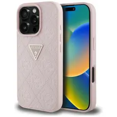 Guess - Guess Mobilskal till iPhone 16 Pro Hot Stamp 4G Triangle Logo - Rosa