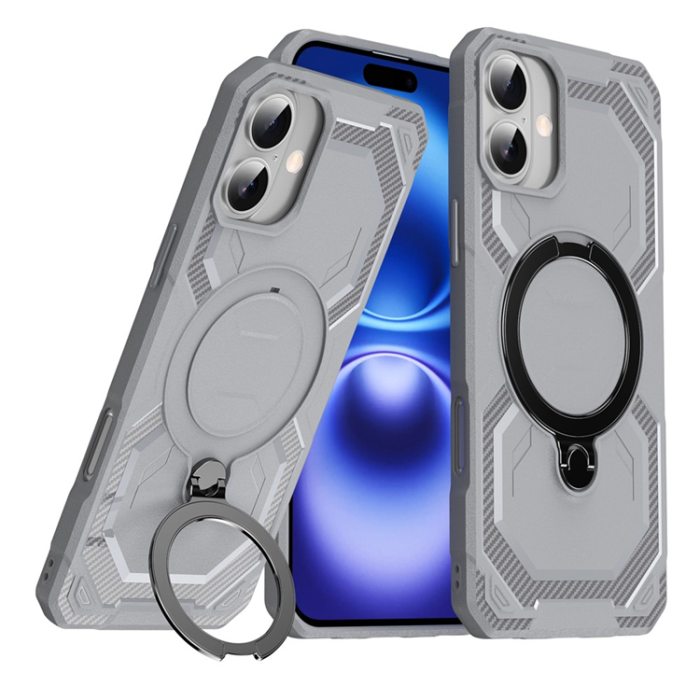 A-One Brand - iPhone 16 Plus Mobilskal MagSafe Kickstand TPU + PC - Grå