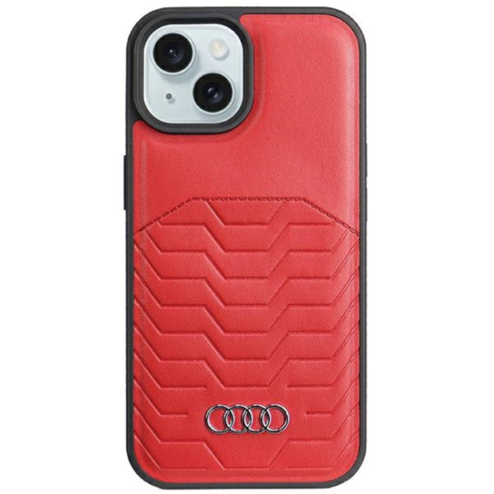 Audi - Audi iPhone 15 Mobilskal Magsafe Synthetic Läder - Röd