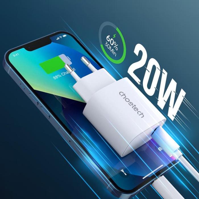 Choetech - Choetech Väggladdare 20W USB-C - Vit