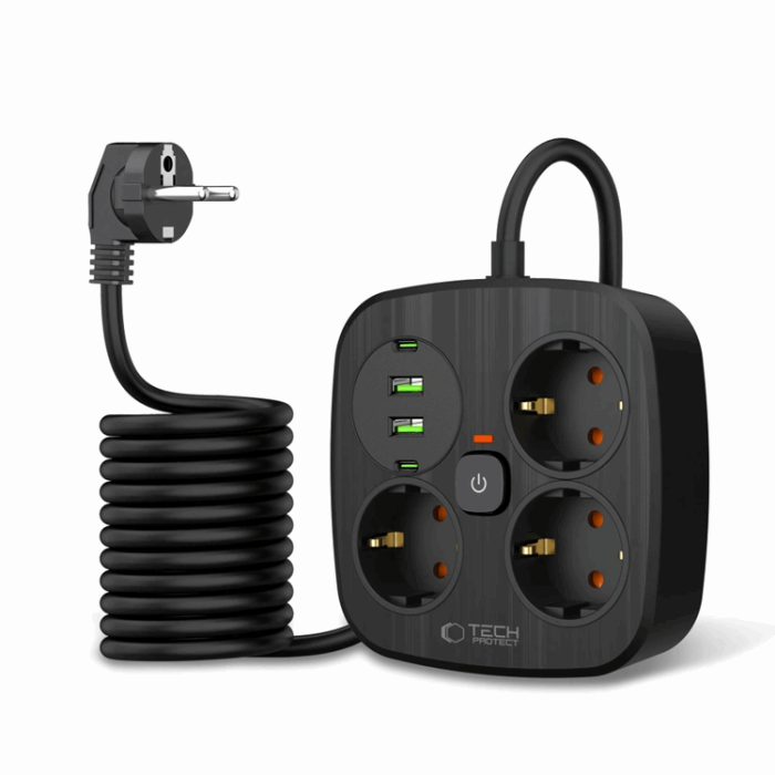 Tech-Protect - Tech-Protect Grenuttag PCS3X4 2 USB & 2 Typ-C & 3 Socket 2m