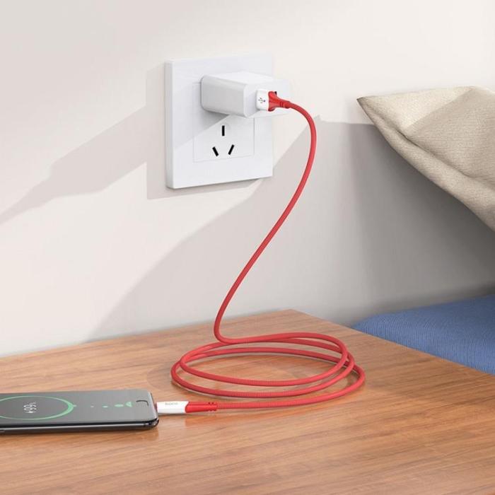 UTGATT1 - Hoco Ferry Micro USB Kabel 1m - Röd