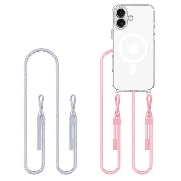 Tech-Protect - Tech-Protect iPhone 16 Mobilhalsband Skal Magsafe Flexair - Grå/Rosa