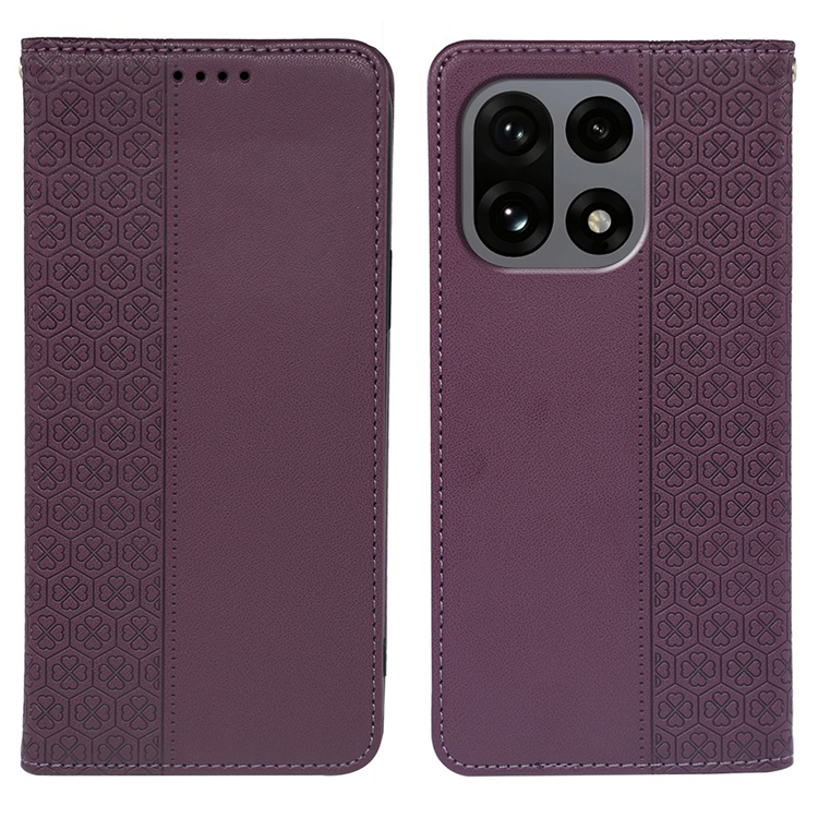 OnePlus 15 5G Plånboksfodral Four Leaf Clover Läder (Mörklila) | 2353 | AlltMobil