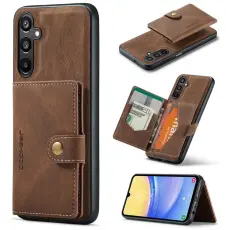 OEM - JEEHOOD Samsung Galaxy A15 4G/5G Mobilskal Konstl&auml;der + Plast - Brun