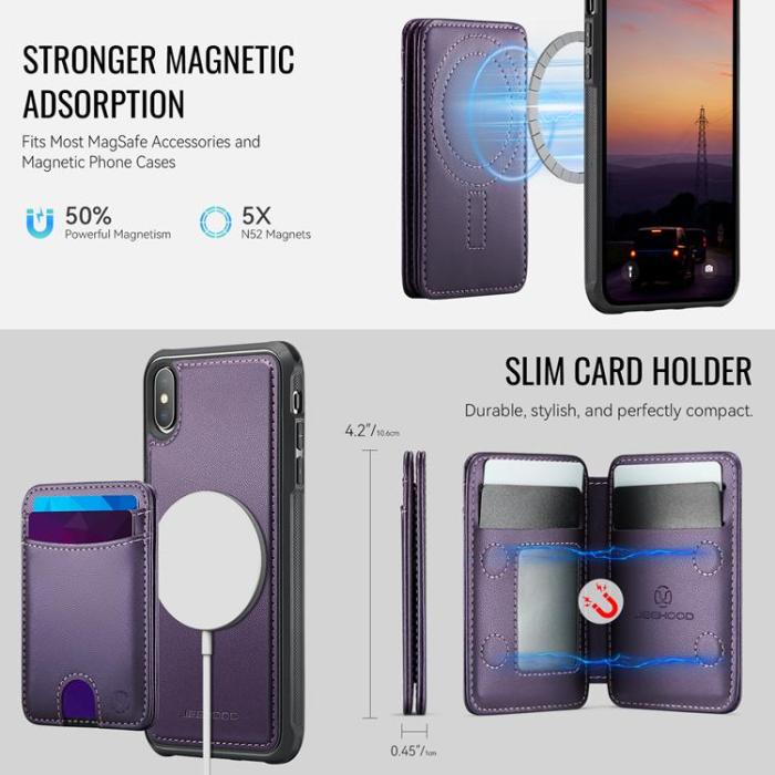 OEM - JEEHOOD iPhone X/XS Skal KonstLäder MagSafe - Lila