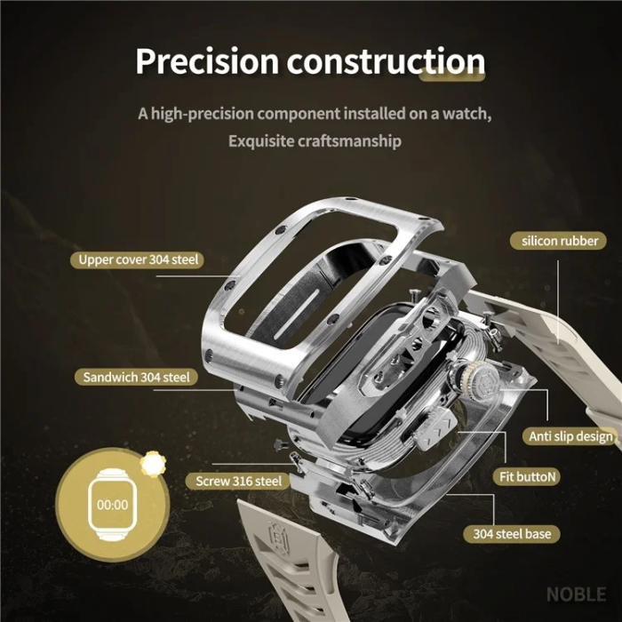 Shelbox - Shellbox Apple Watch 45mm Armband Silikon Metal - Vit