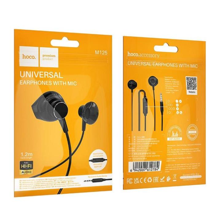 Hoco - Hoco In-Ear Trådbundna Hörlurar Jack 3.5 mm M125 - Svart