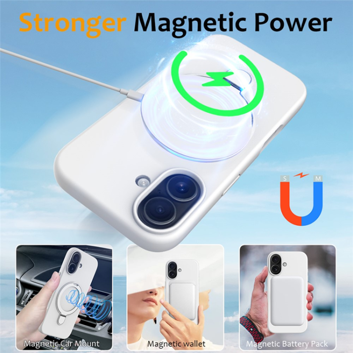 A-One Brand - iPhone 17 Mobiskal MagSafe Kickstand PC + Silikon - Vit