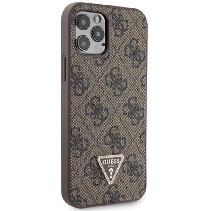 Guess - Guess iPhone 12/12 Pro Mobilskal Crossbody Metall Logo - Brun