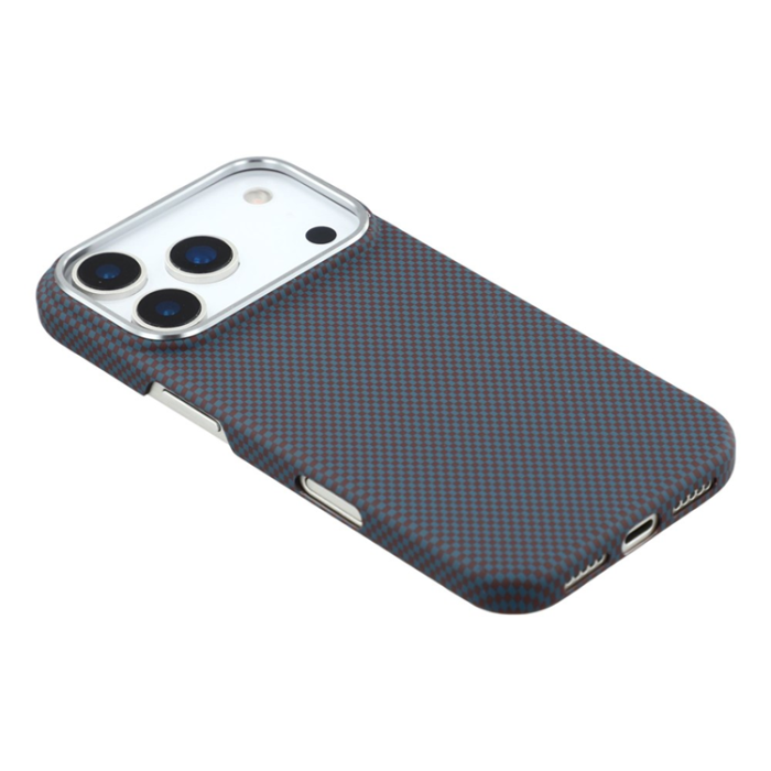 A-One Brand - iPhone 17 Pro Mobilskal MagSafe Carbon Fiber - Mörkblå/Vinröd