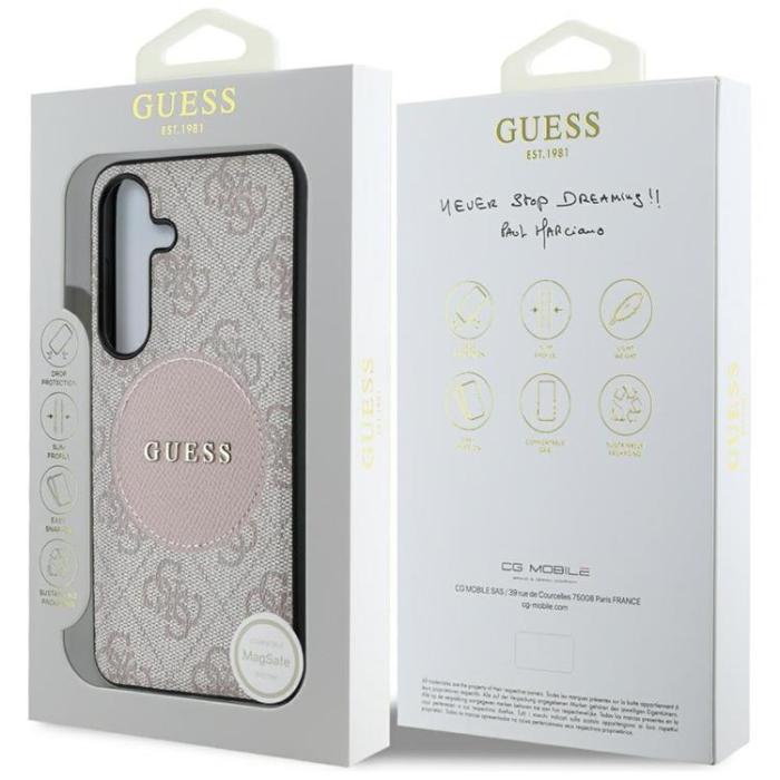 Guess - Guess Galaxy S25 Mobilskal MagSafe Round Patch Classic Logo - Rosa