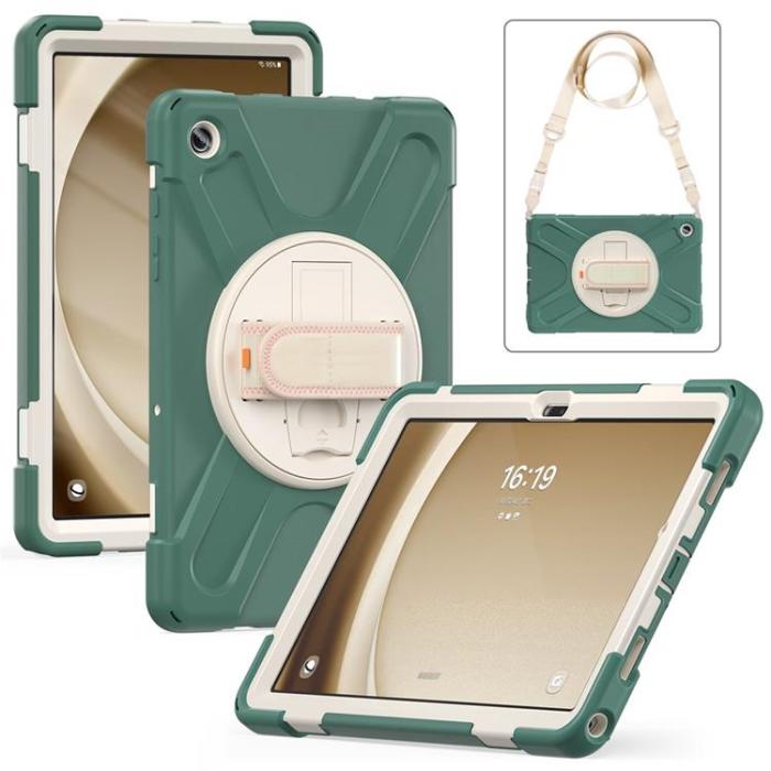 A-One Brand - Galaxy Tab A9 Plus Skal Kickstand Handrem Med Axelrem - Emerald Grön