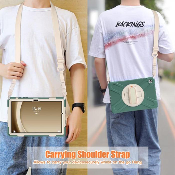 A-One Brand - Galaxy Tab A9 Plus Skal Kickstand Handrem Med Axelrem - Emerald Grön