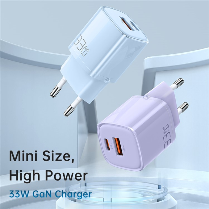 Mcdodo - MCDODO Snabbladdare 33W USB-C - USB-A EU PD Nano - Lila