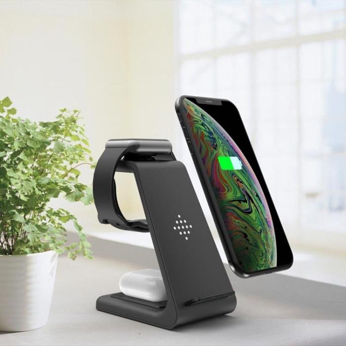 Tech-Protect - Tech-Protect 3-in-1 Trådlös laddare iPhone, Apple Watch, AirPods A8 - Svart