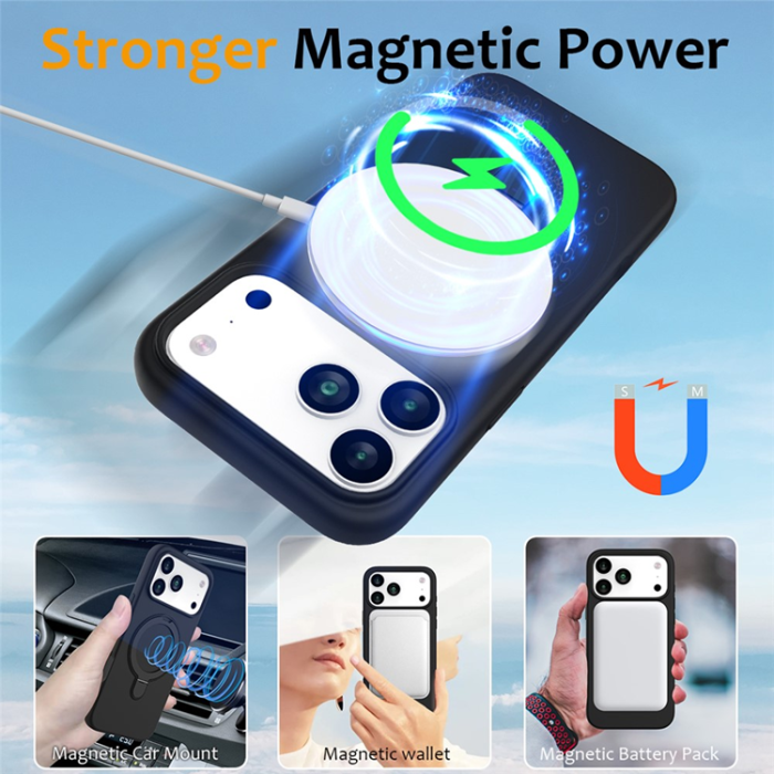 A-One Brand - iPhone 17 Pro Mobiskal MagSafe Kickstand PC + Silikon - Svart