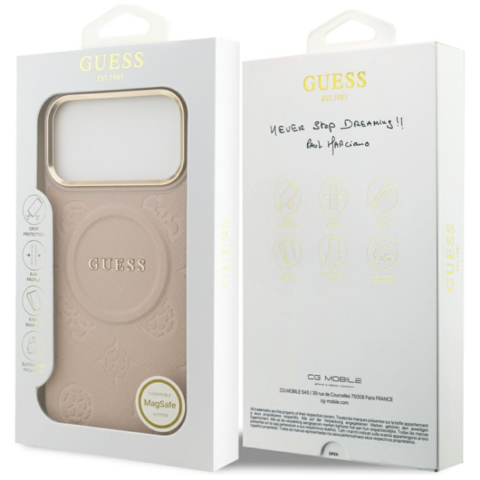 Guess - Guess iPhone 17 Pro Max Mobilskal Magsafe Peony Hot Stamp - Rosa