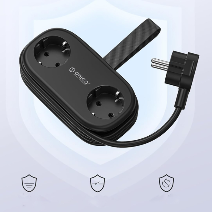 ORICO - Orico 5in1 Grenuttag 20W GaN 2xUSB-A 1xUSB-C 2xAC AP3 - Svart