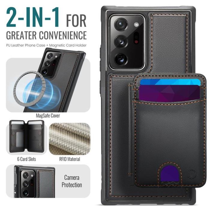 OEM - JEEHOOD Samsung Galaxy Note20 Ultra Fodral KonstLäder - Svart