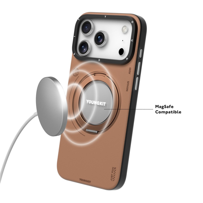YOUNGKIT - YOUNGKIT iPhone 17 Pro Max Mobilskal Rotating Kickstand - Brun