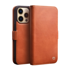 QIALINO - QIALINO iPhone 13 Pro Plånboksfodral Äka Läder Flip Folio
