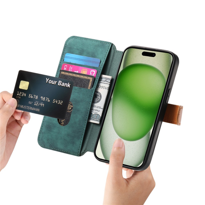 A-One Brand - Plånboksfodral För iPhone 17 Armband Kickstand - Grön