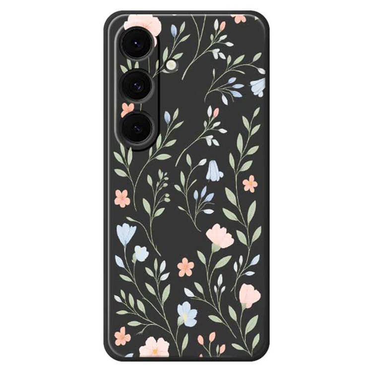 Mobilskal till Galaxy S25 Plus Rosa Blue Flowers Straight Edge - Svart | 2353 | AlltMobil