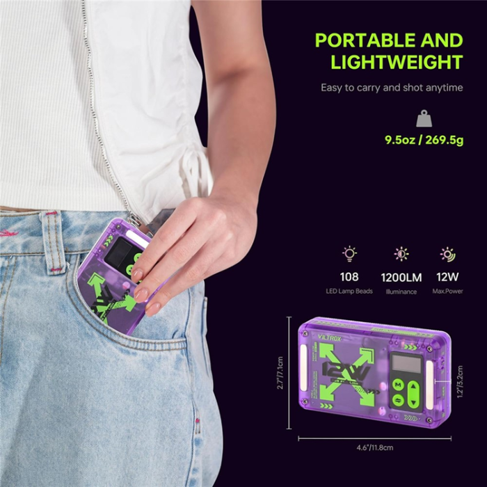 VILTROX - VILTROX Magnetisk Bärbar 360 Grader LED RGB Videolampa RB-V12