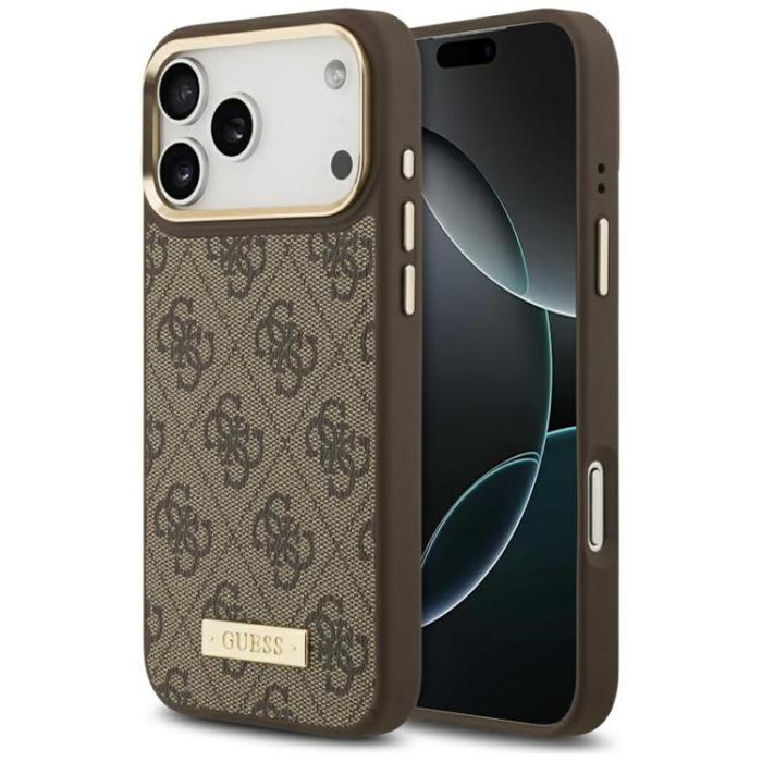 Guess - Guess iPhone 17 Pro Max Mobilskal MagSafe 4G Logo Plate - Brun