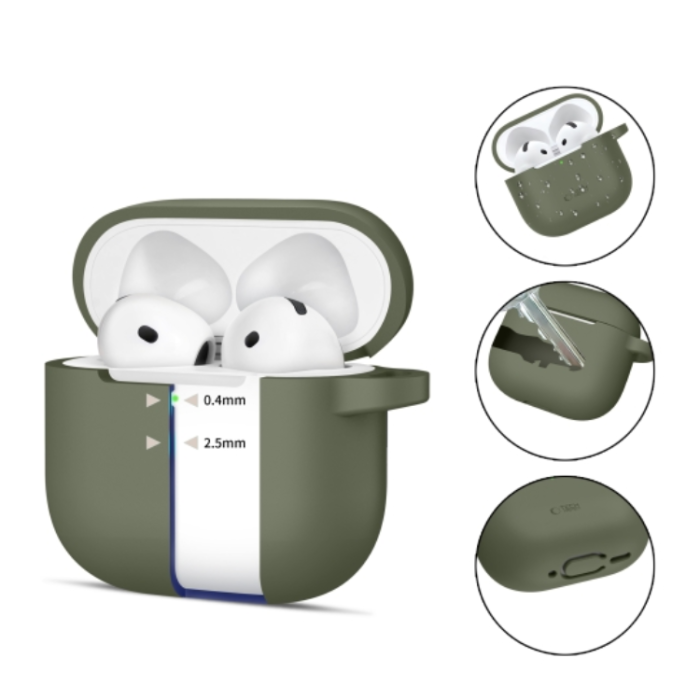 Tech-Protect - Tech-Protect Airpods 4 Skal Silikon Hook - Olive grön