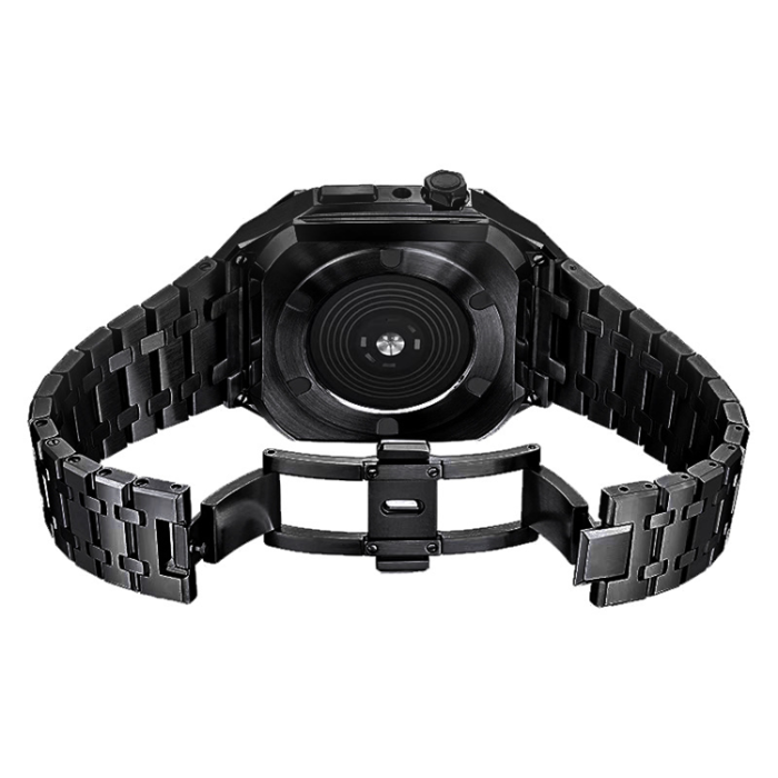 A-One Brand - Apple Watch 4/5/6/7/8/SE (44/45mm) Luxury Band Armor Stainless Steel - Svart